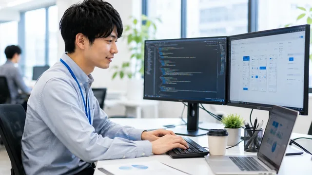 ITエンジニアとして開発業務に取り組むスタッフ